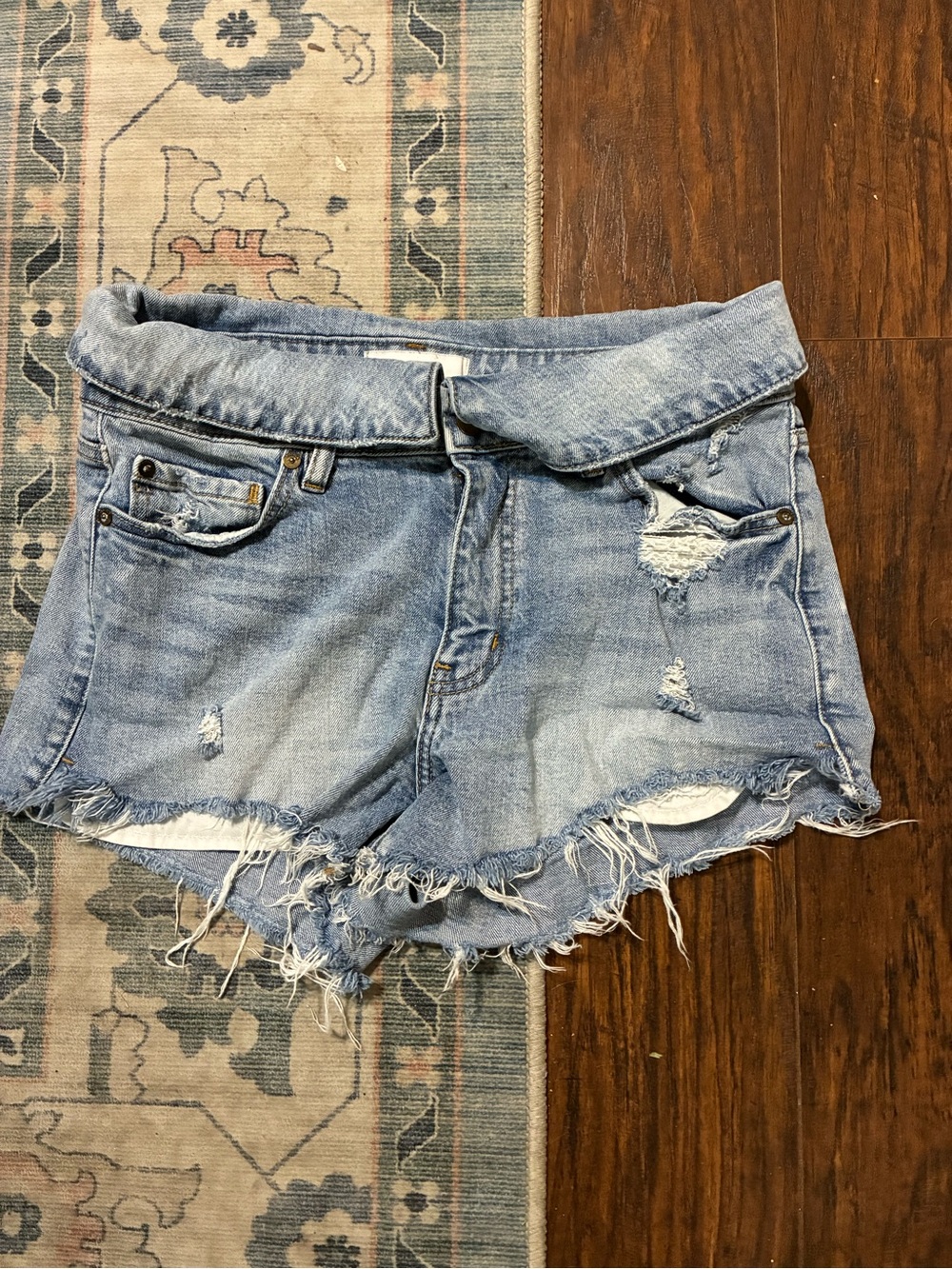 pistola Light Blue Distressed Denim Cutoff Shorts